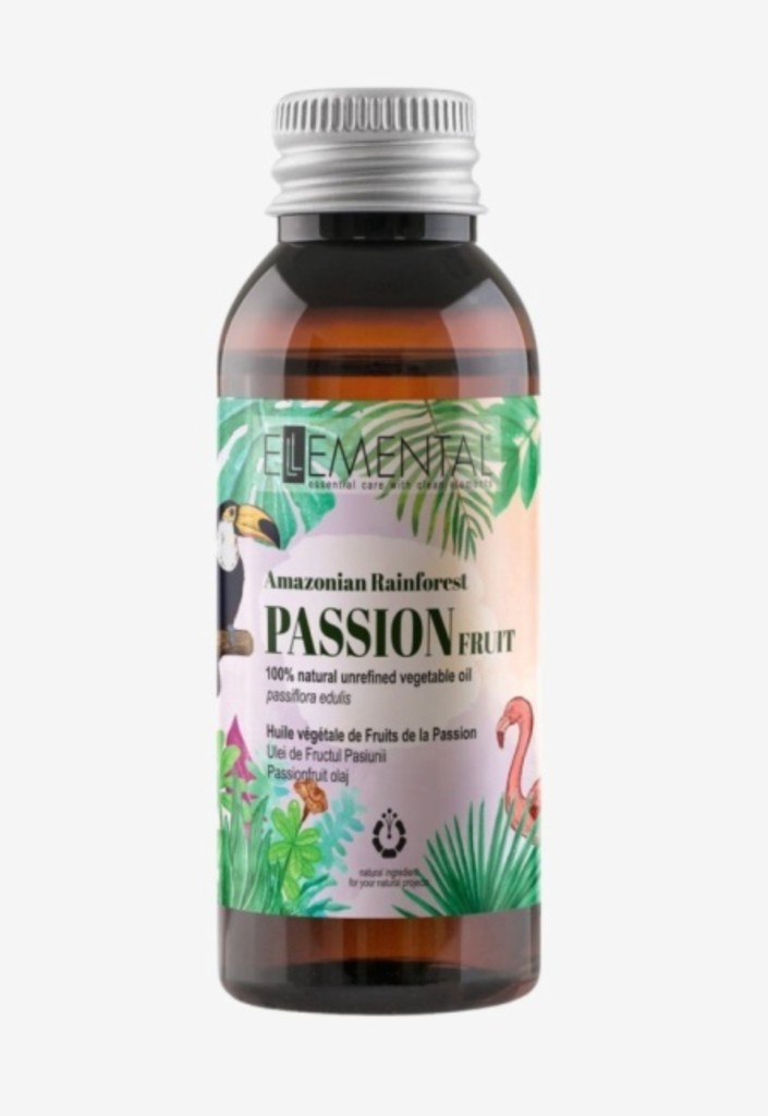 ELLEMENTAL Passionfruit olaj — borostyánszínű üveg ezüst kupakkal